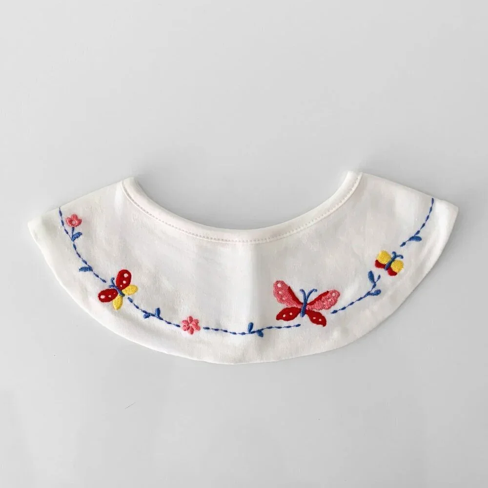 NWT Pretty Boutique Baby Girls Bibs Scalloped Edge Butterfly Embroidery Set of 3